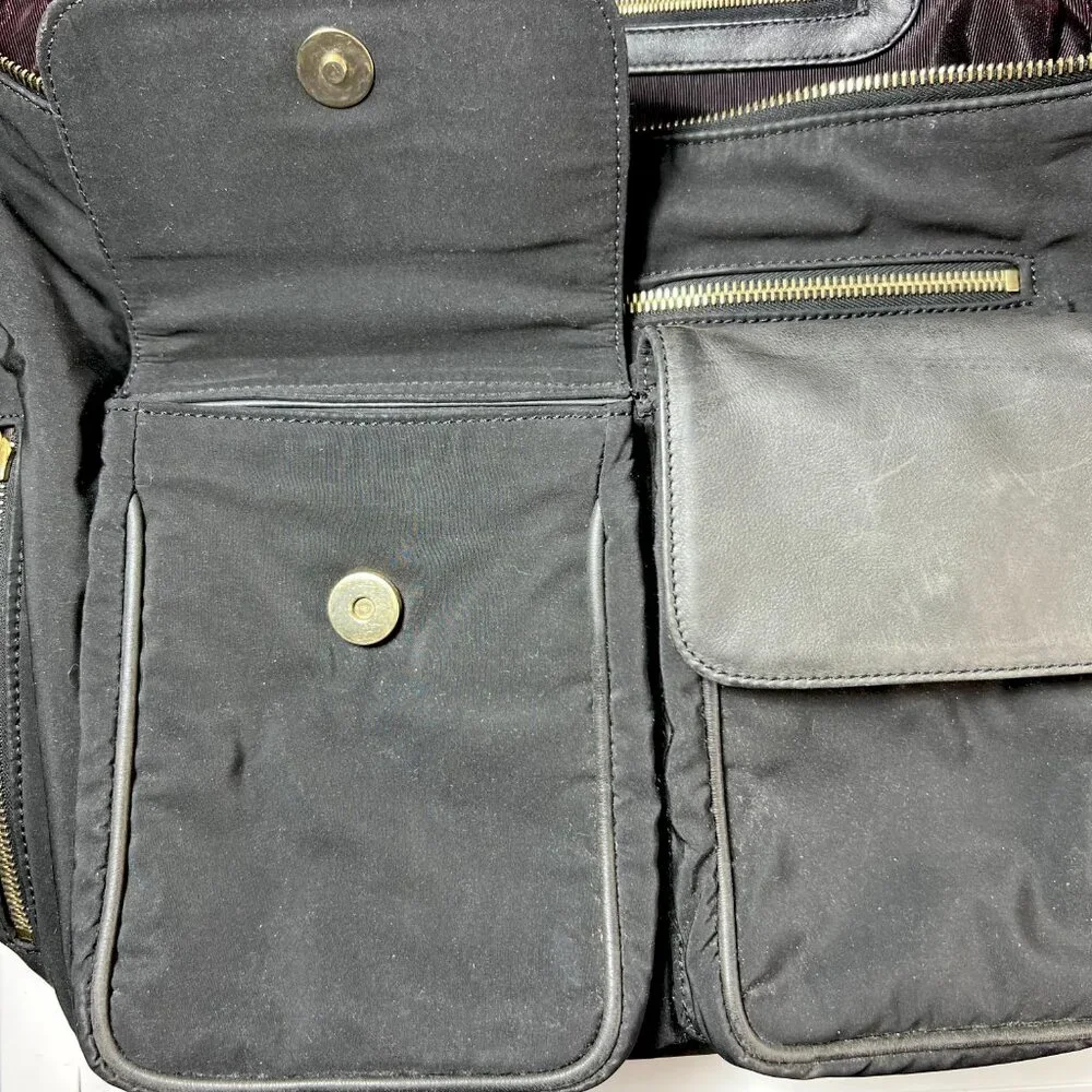 JOHNNY FARAH Black Leather/Nylon Backpack with Gold metal‎ Hardware